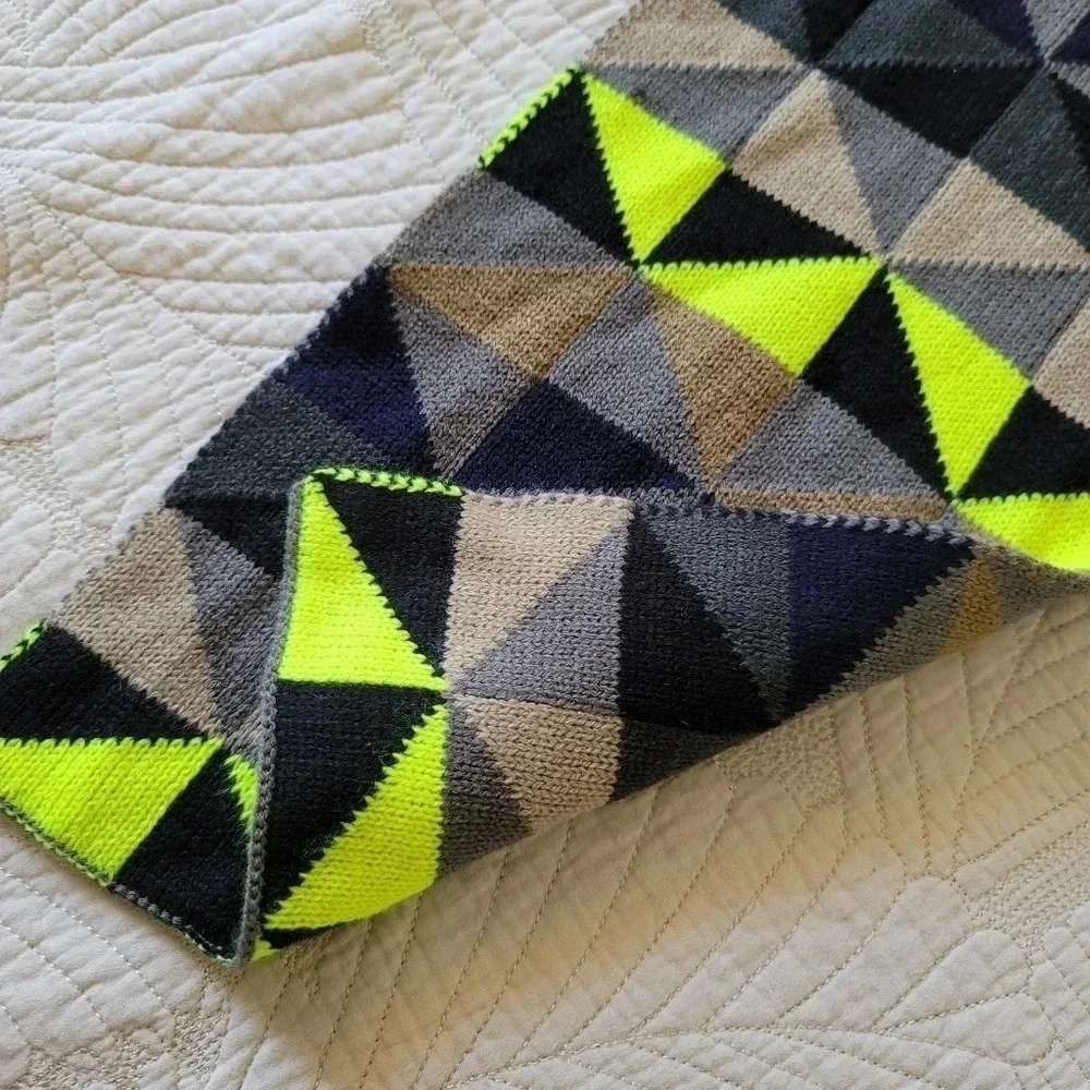 Men's Black Beige Yellow Diamond Winter Fall Scarf